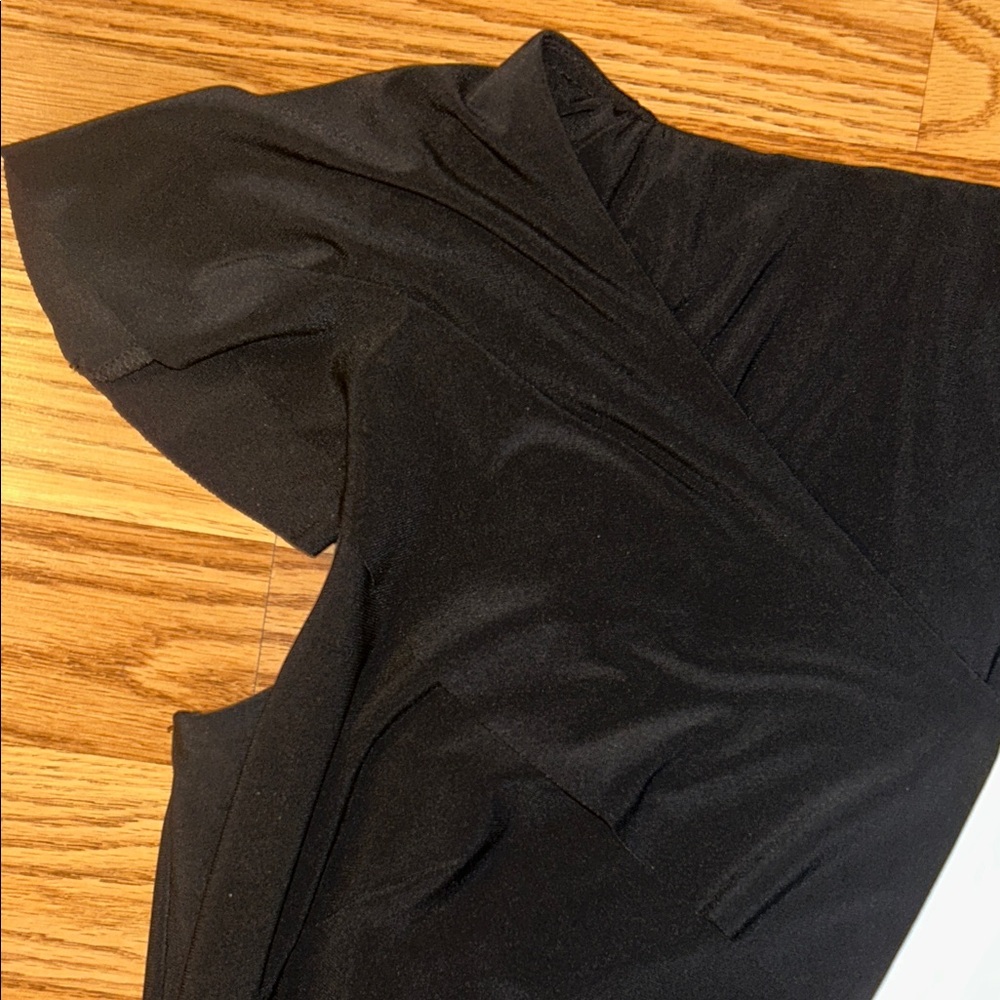 Lauren Ralph Lauren Black Dress with White Ruffle size 16 Petite - Picture 4 of 10